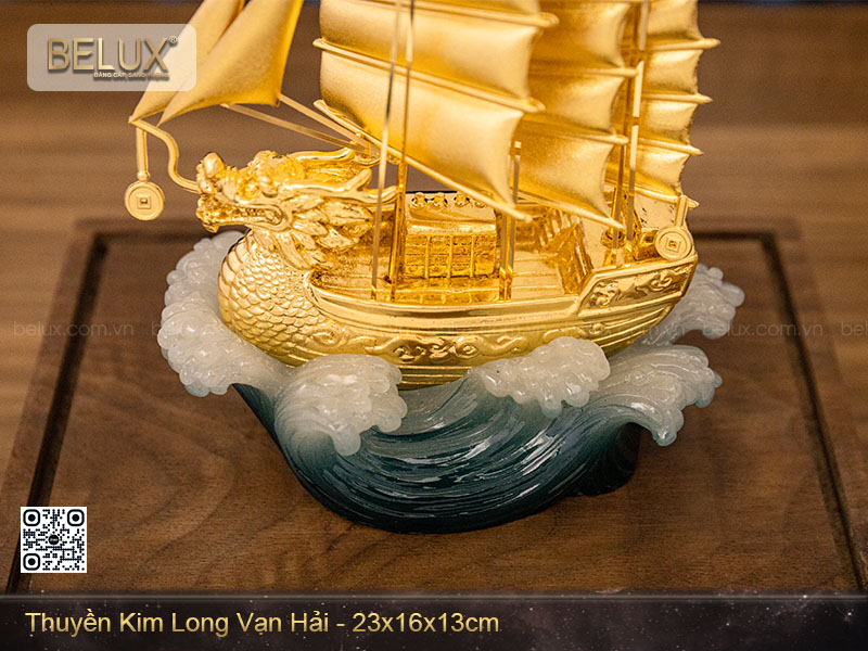 Mô hình thuyền kim long vạn hải dát vàng&nbsp;